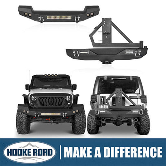 Hooke Road Full width Front Bumper & Rear Bumper(07-18 Jeep Wrangler JK) - HE.2052&HE.2028A&HE.2028B