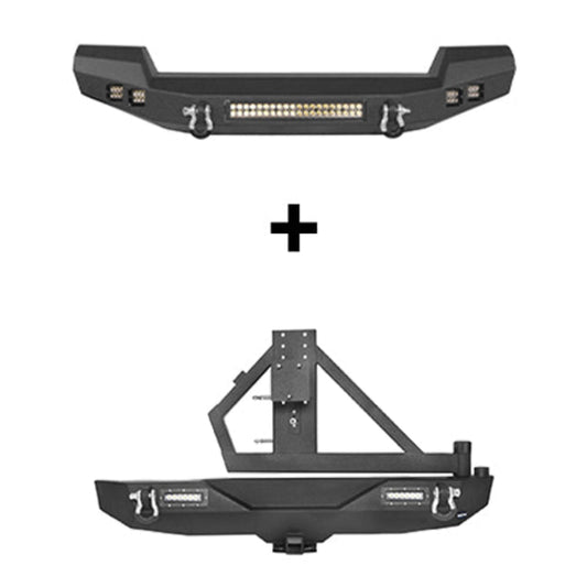 Hooke Road Full width Front Bumper & Rear Bumper(07-18 Jeep Wrangler JK) - HE.2052&HE.2028A&HE.2028B