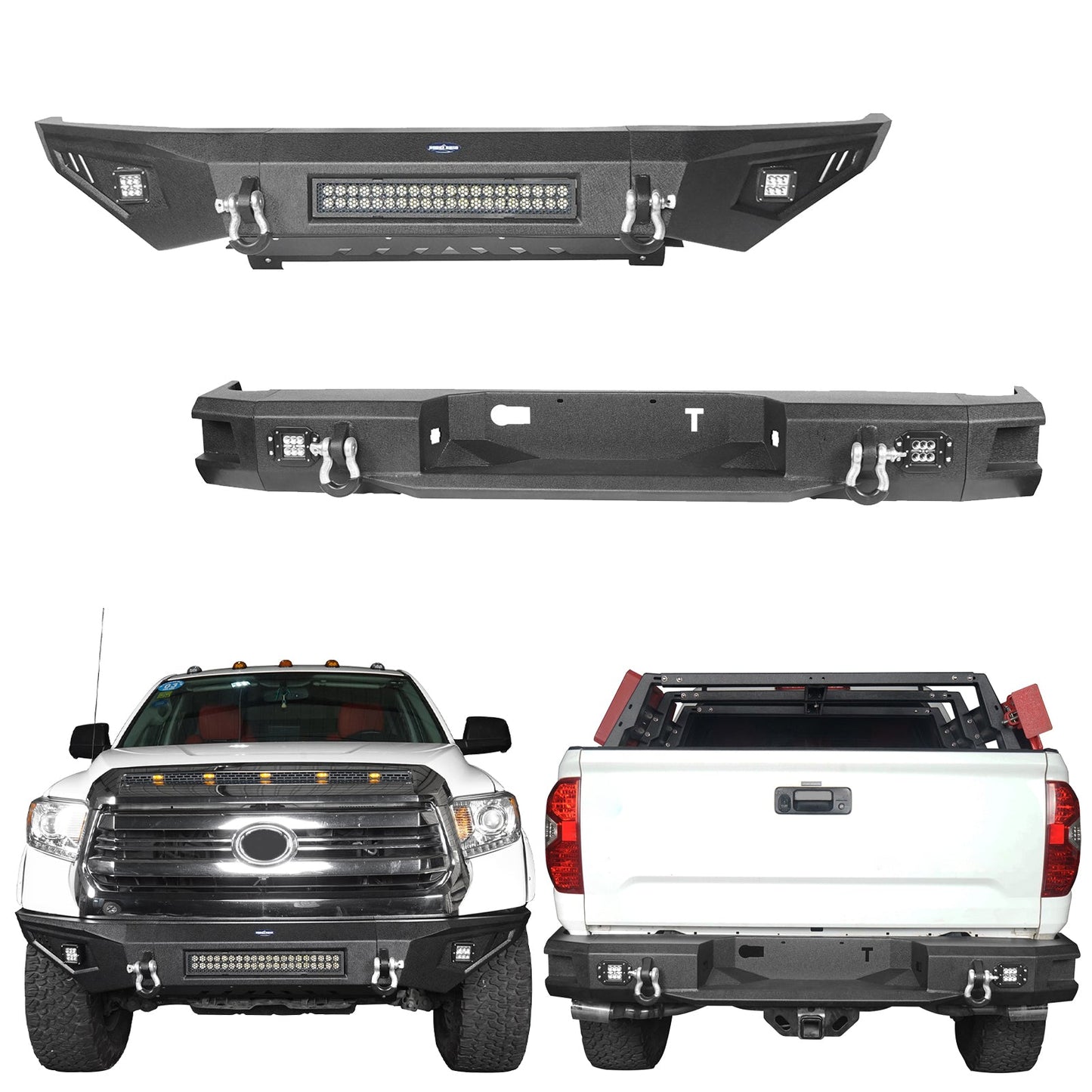 Hooke Road Full Width Front Bumper & Rear Bumper Combo(14-21 Toyota Tundra) - HE.5001+HE.5003