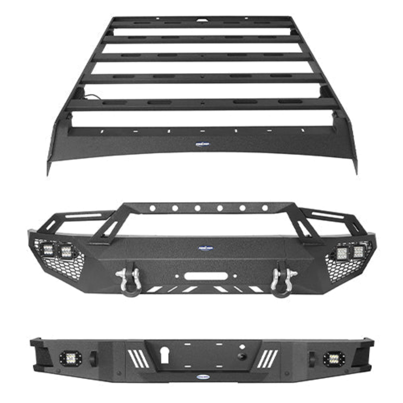 Hooke Road Full Width Front Bumper / Rear Bumper / Roof Rack(09-14 F-150 SuperCrew,Excl  - HE.8205&HE.8200A&HE.8200B&HE.8204u- ding Raptor)
