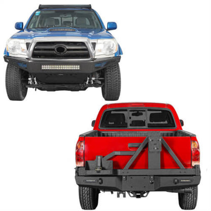 Hooke Road Full Width Front Bumper & Rear Bumper w/Swing Out Tire Carrier(05-11 Toyota Tacoma Gen 2) - HE.4008+HE.4013A+HE.4013B