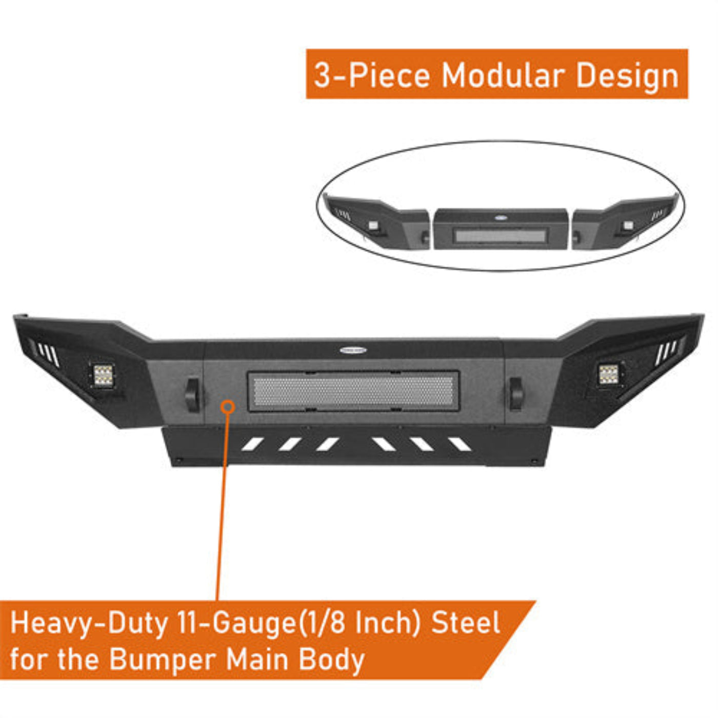 Hooke Road Full Width Front Bumper w/Skid Plate(07-13 Toyota Tundra) - HE.5204-1
