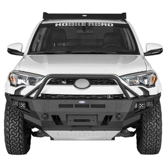 Hooke Road Aftermarket Full Width Front Bumper w/ Winch Plate & 4 LED Spot Lights (14-24 Toyota 4Runner)  - HE.9812A-S+HE.9812B-S