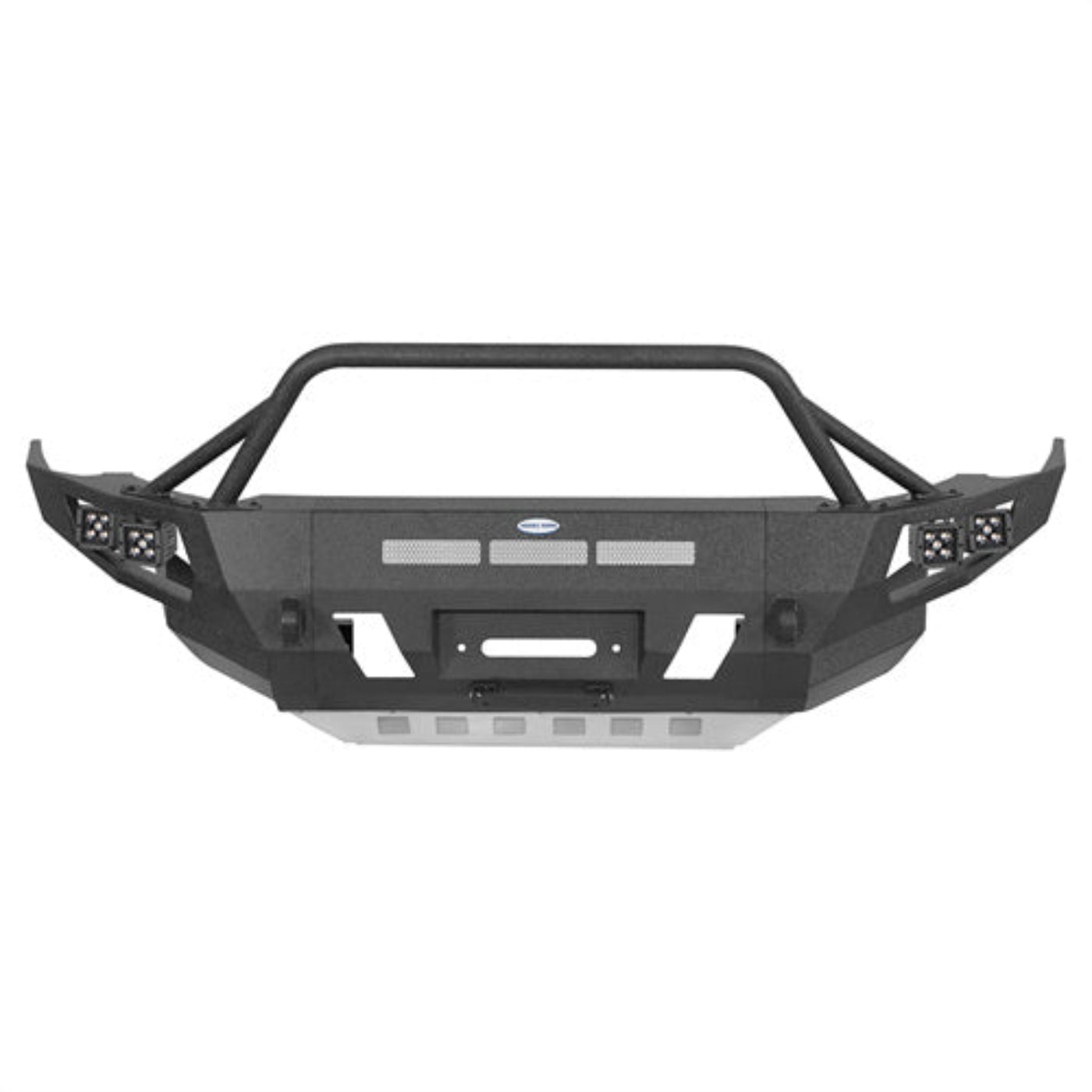 Hooke Road Aftermarket Full Width Front Bumper w/ Winch Plate & 4 LED Spot Lights (14-24 Toyota 4Runner)  - HE.9812A-S+HE.9812B-S