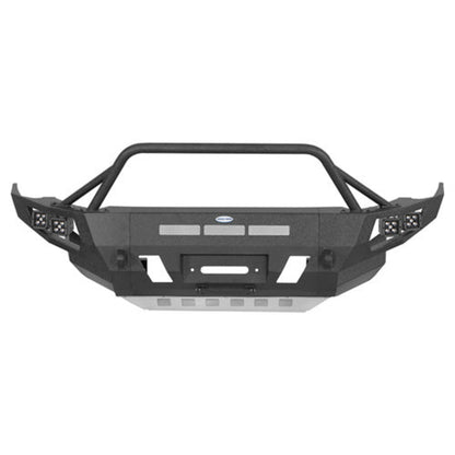 Hooke Road Aftermarket Full Width Front Bumper w/ Winch Plate & 4 LED Spot Lights (14-24 Toyota 4Runner)  - HE.9812A-S+HE.9812B-S