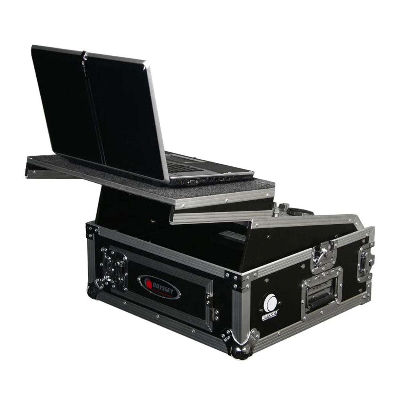 Odyssey DJ Flight Glide Style Combo Rack Case with 10U Top Slat and 2U Vertical - 188045