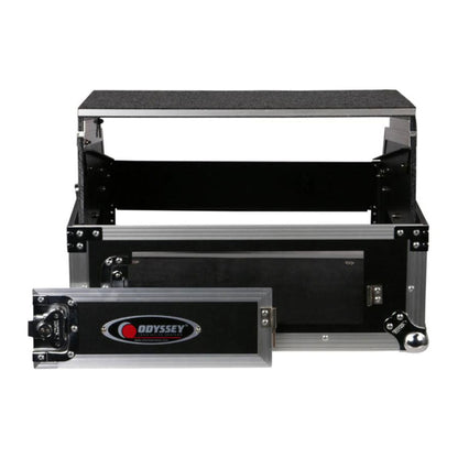 Odyssey DJ Flight Glide Style Combo Rack Case with 10U Top Slat and 2U Vertical - 188045
