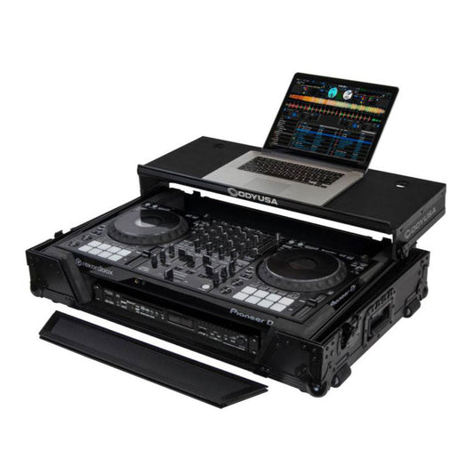 Odyssey Pioneer Flight Case with 1U Rack Space Glide Platform and Wheels, Black - 188056