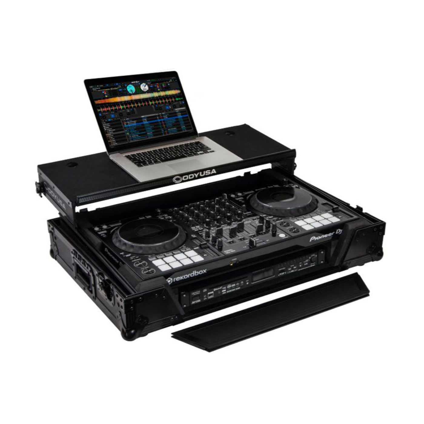 Odyssey Pioneer Flight Case with 1U Rack Space Glide Platform and Wheels, Black - 188056