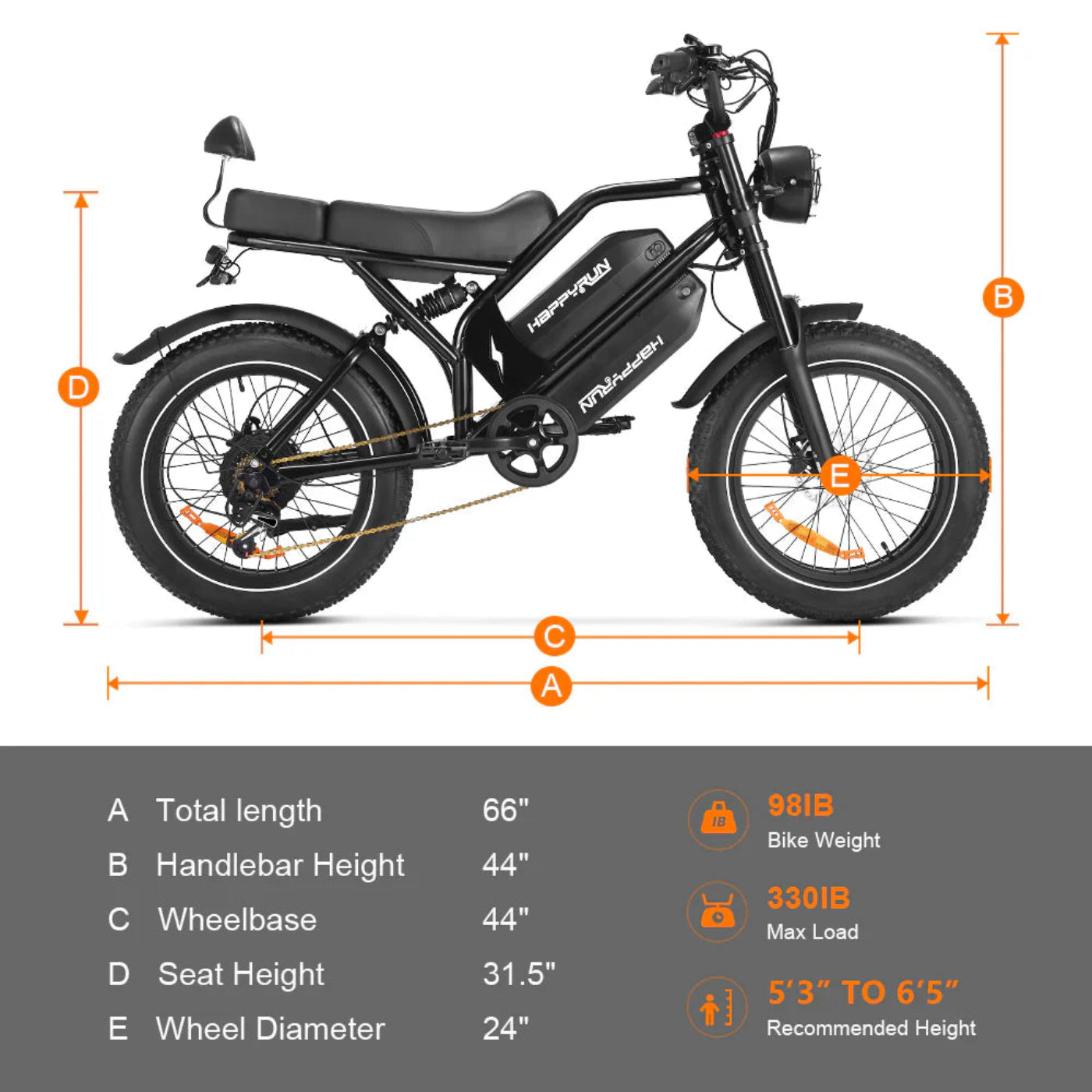 HappyRun G70 48V/38Ah 2000W Electric Cargo Bike