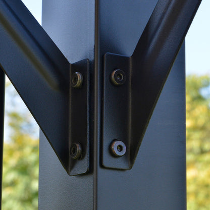 Outsunny 12' x 10' Retractable Pergola Canopy, Sun Shade, Unique Design, Metal Shelter, Beige - 84C-242V01