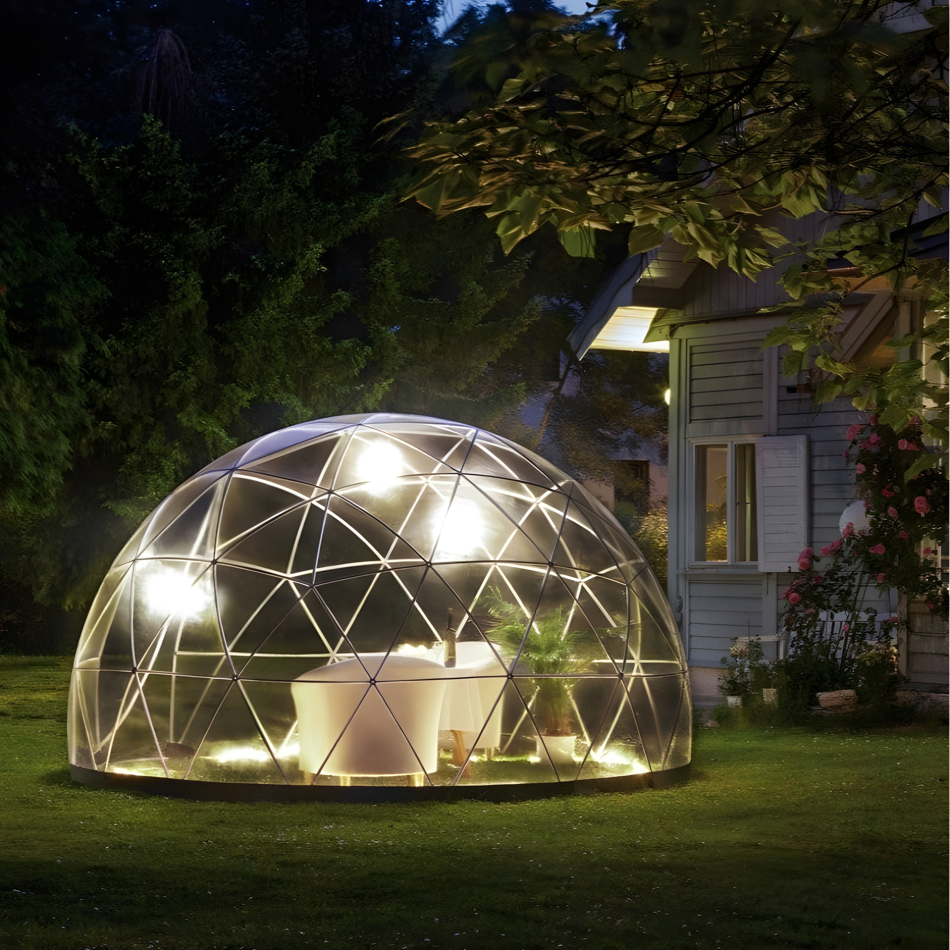 Garden Igloo Dome, PVC, 11'9"W, 7'2"H - Outdoor Dining, Play Area for Children, Stylish Conservatory, Greenhouse, Gazebo GI001