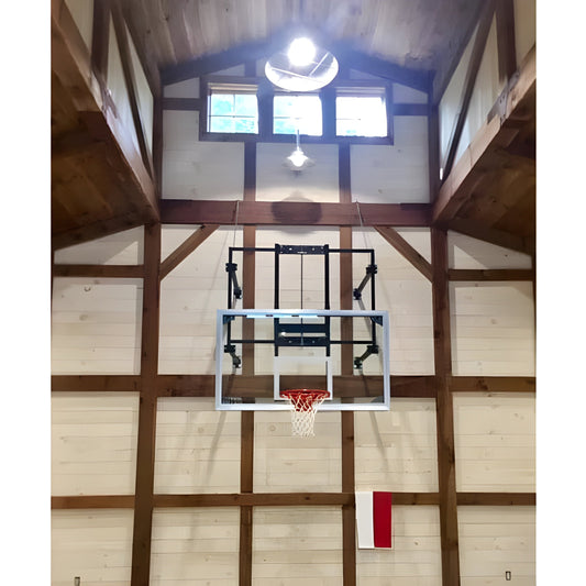 Gared Sports 42” X 72” Fold Up Basketball Wall Mounted Package w/ Electric Height Adjuster - P2400-6094GLAAGE