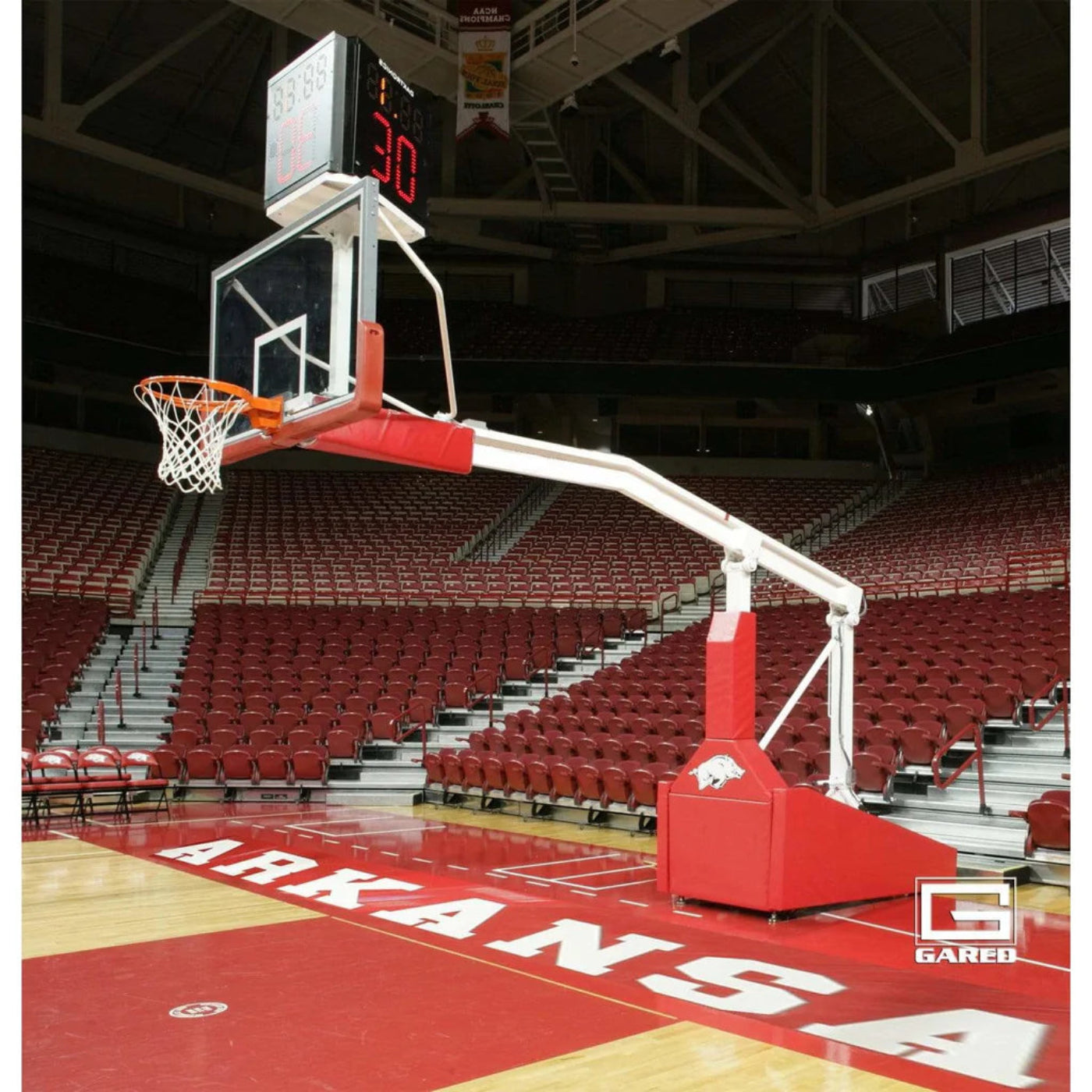 Gared Sports Pro S Spring-Lift Portable Basketball Hoop w/ 10’ 8’’ Boom - 9618BLK