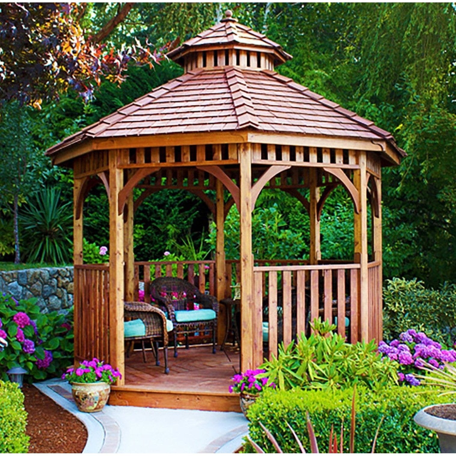 Outdoor Living Today 10′ Bayside Panelized Octagon Gazebo - KIT gaz10-scrn