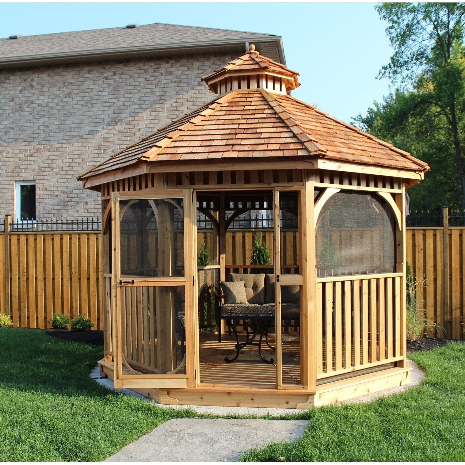 Outdoor Living Today 12′ Bayside Gazebo with Screen Kit - KIT gaz12-scrn