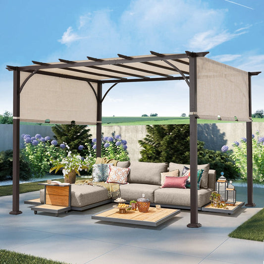 Mastercanopy 10x12 Outdoor Pergola Retractable Sun Shade Canopy Patio  Gazebo -  B0CX4HN58Z