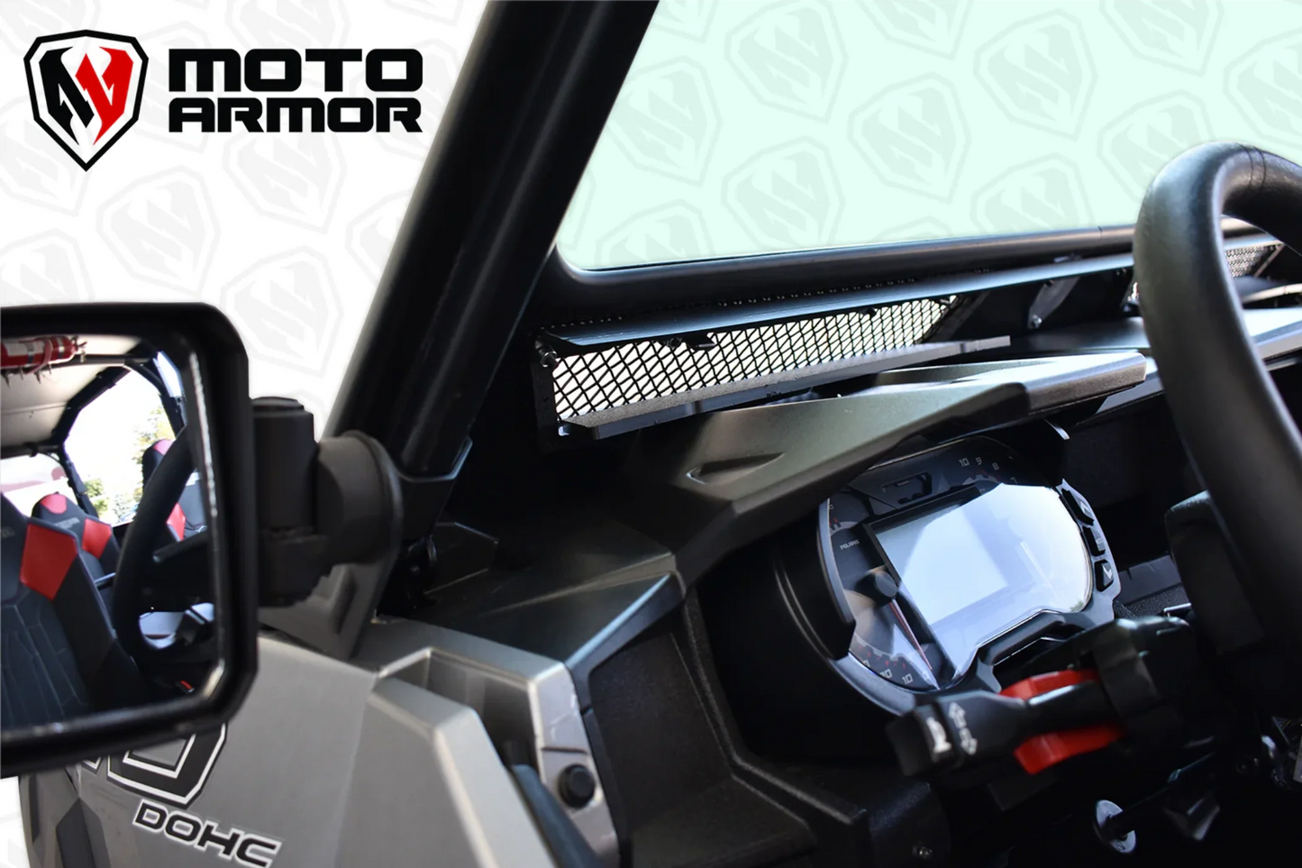 Moto Armor Can-Am Maverick X3 Vented Full Glass Windshield (2017+) - MA-X3-WS-GLS-BLK-Y Polaris General Vented Full Glass Windshield (2016+) - MA-GEN-WS-GLS-BLK-C-N