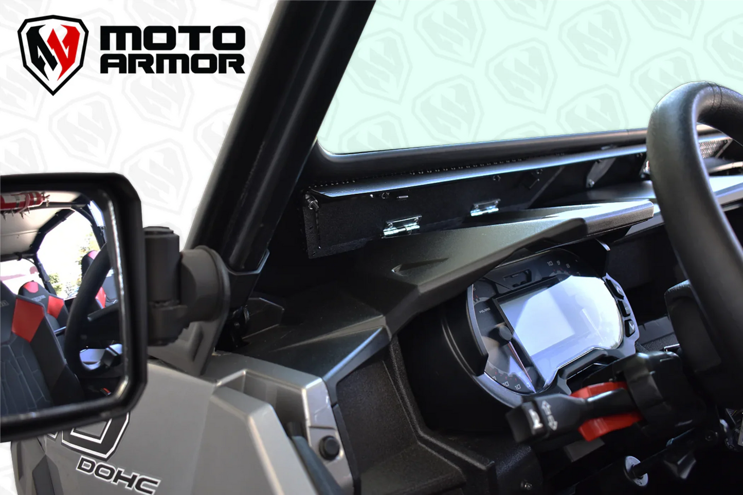 Moto Armor Can-Am Maverick X3 Vented Full Glass Windshield (2017+) - MA-X3-WS-GLS-BLK-Y Polaris General Vented Full Glass Windshield (2016+) - MA-GEN-WS-GLS-BLK-C-N