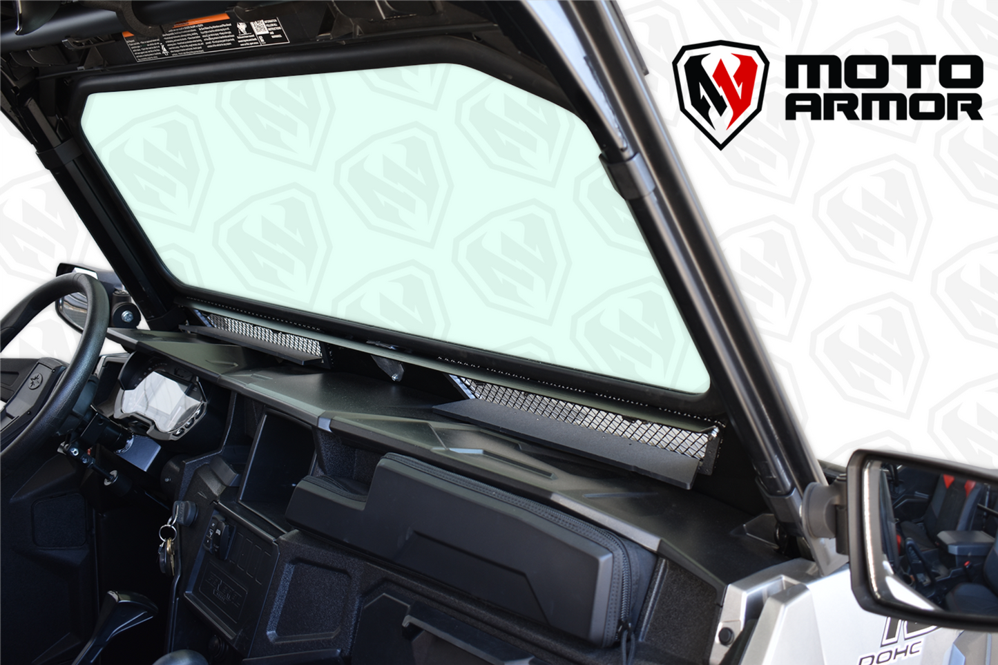 Moto Armor Can-Am Maverick X3 Vented Full Glass Windshield (2017+) - MA-X3-WS-GLS-BLK-Y Polaris General Vented Full Glass Windshield (2016+) - MA-GEN-WS-GLS-BLK-C-N