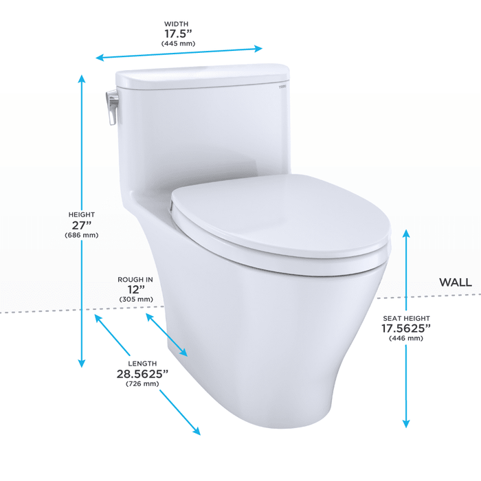 TOTO Nexus 1.28 GPF One Piece Elongated Chair Height Toilet with Tornado Flush Technology - No Seat CST642CEFGAT40#01