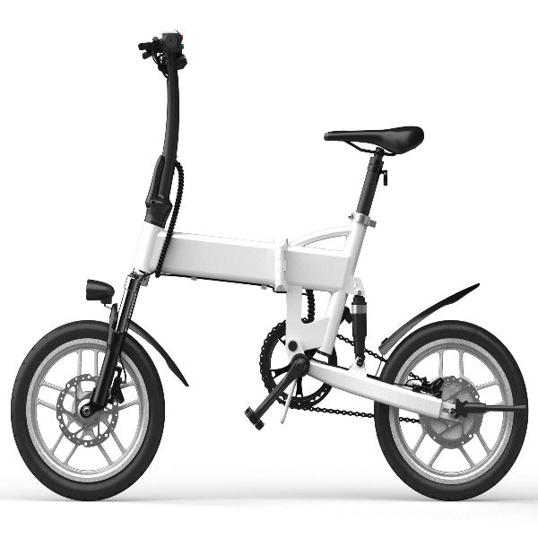 GlareWheel X3 White 36V 7.5Ah 16' Folding Electric City Bike