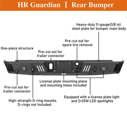 Sierra 1500 Rear Bumper w/ LED Spotlights (07-18 GMC Sierra 1500) - Hooke Road - HE.9463