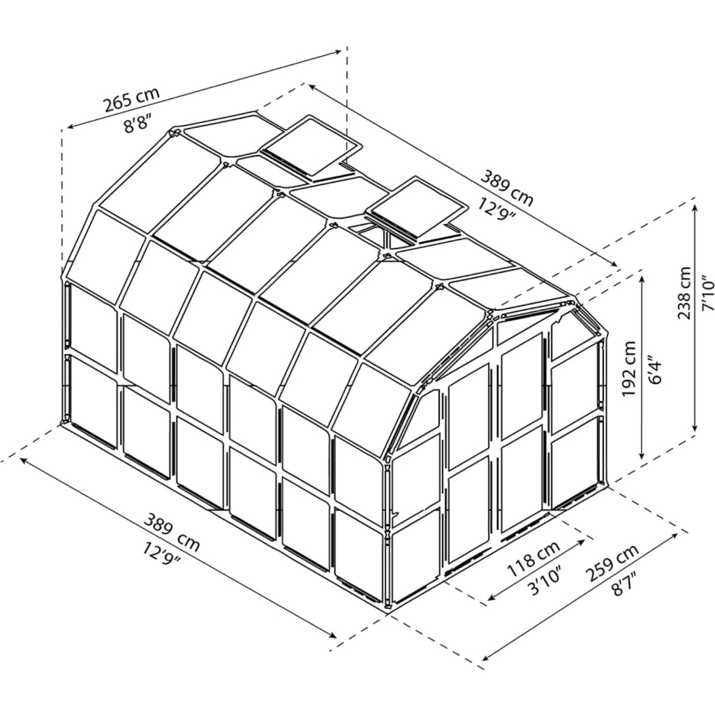 Rion Grand Gardener 8' x 12' Greenhouse - Clear - HG7212C