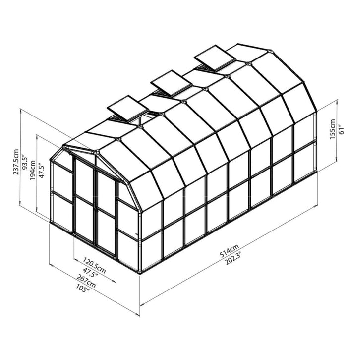 Grand Gardener 8' x 16' Greenhouse - Clear - HG7216C