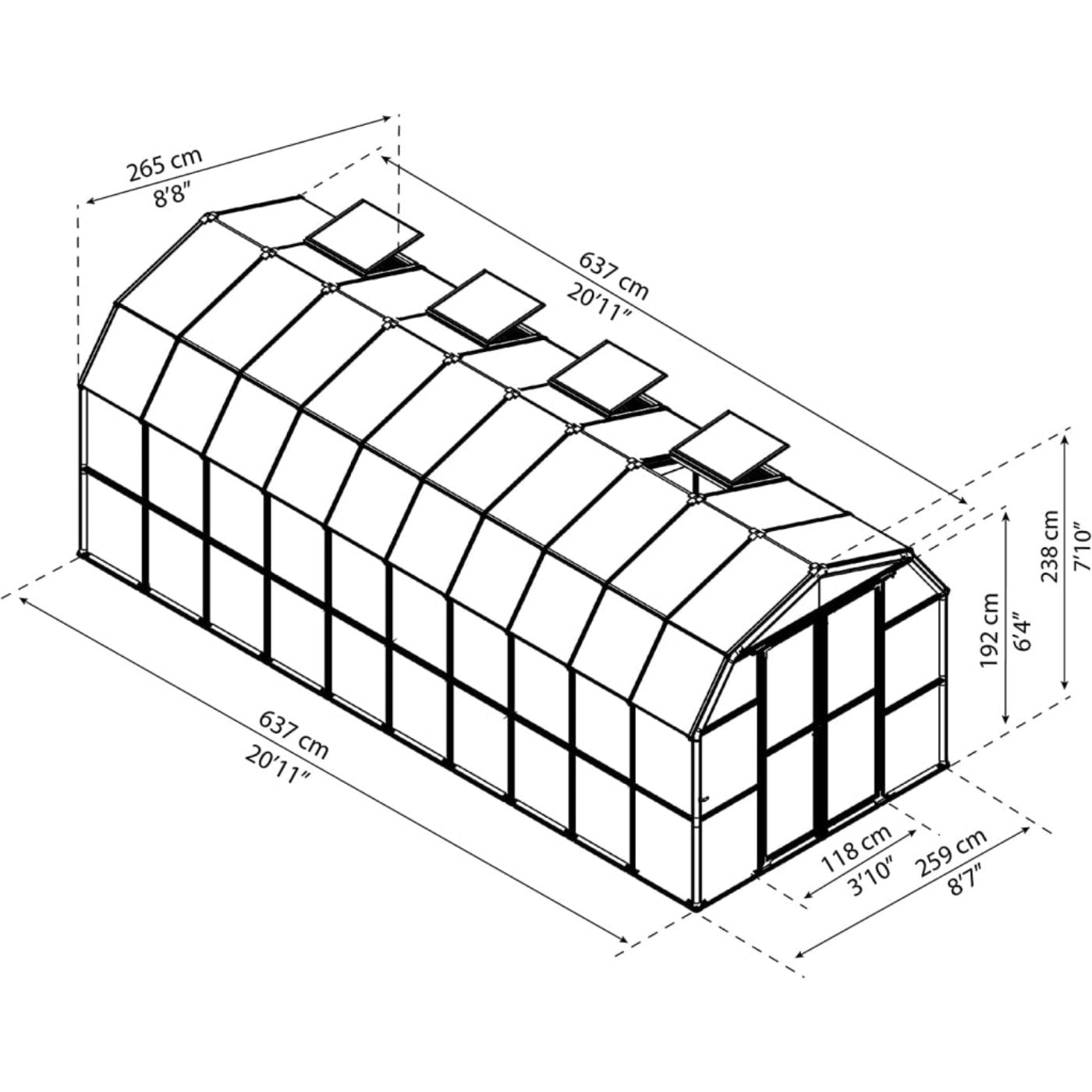 Rion Grand Gardener 8' x 20' Greenhouse - Clear - HG7220C