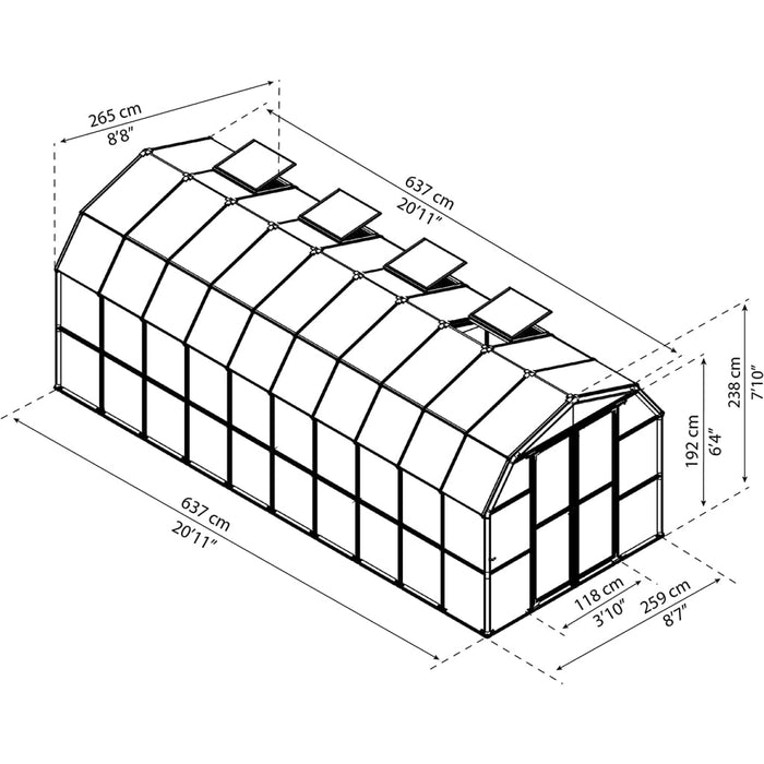 Rion Grand Gardener 8' x 20' Greenhouse - Clear - HG7220C