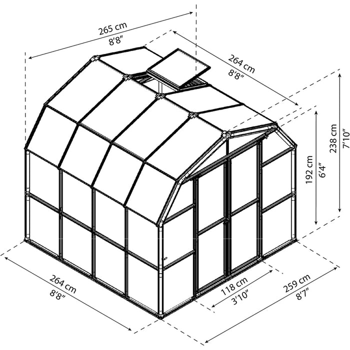 Rion Grand Gardener 8' x 8' Greenhouse - Clear - HG7208C