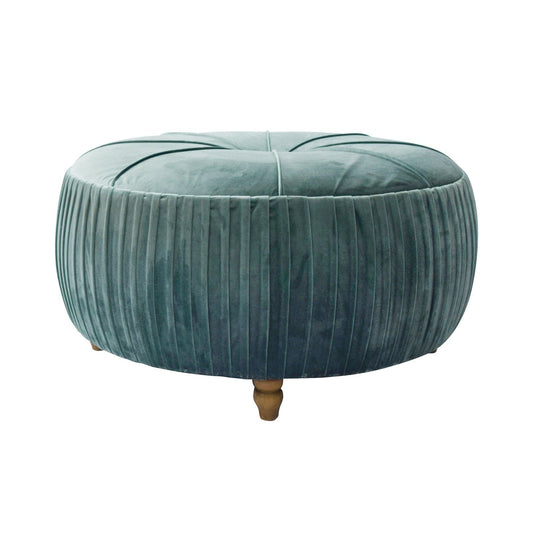 New Pacific Direct Helena Velvet Round Ottoman  - 1600007-185
