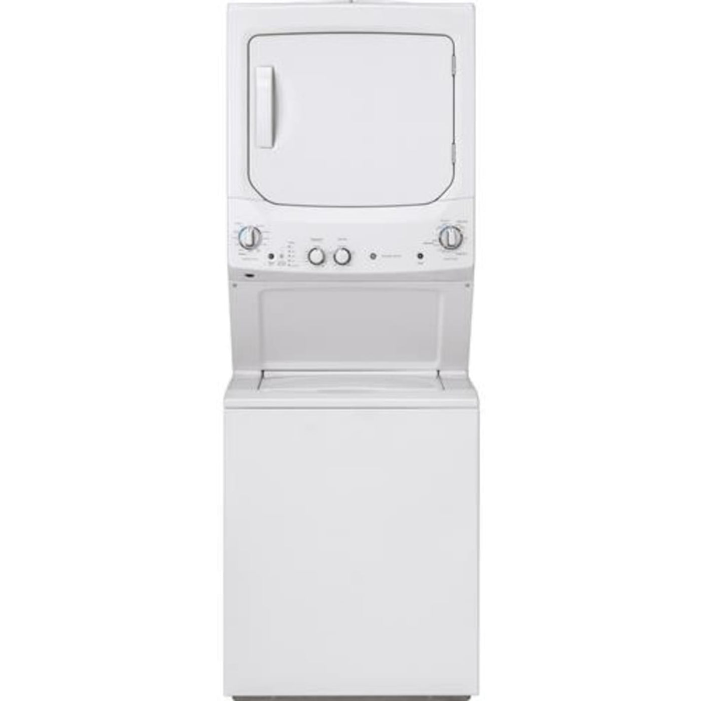 GE APPLIANCES GE Unitized Spacemaker 3.8 cu. ft. Capacity Washer with in Stainless Steel Basket and 5.9 cu. ft. Capacity Gas Dryer White - GUD27GSSMWW