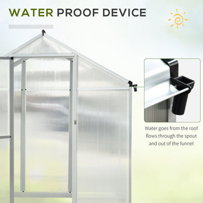 Outsunny 10' x 6' Polycarbonate Greenhouse with Rain Gutter and Roof Vent, Aluminum Frame, Silver - 845-243V02