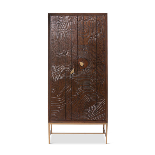 Park Hill Collection Addison Faux Bois Tall Cabinet - Elegant Walnut Beechwood Design with Antique Brass Accents - EFC26060