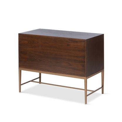 Park Hill Collection Addison Faux Bois 2-Drawer Chest in Walnut with Antique Brass Hardware - Stylish Storage Solution - EFC26059