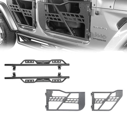 Hooke Road 4-Door Tubular Doors & Side Steps(18-25 Jeep Wrangler JL) - HE.3005-1+HE.3009