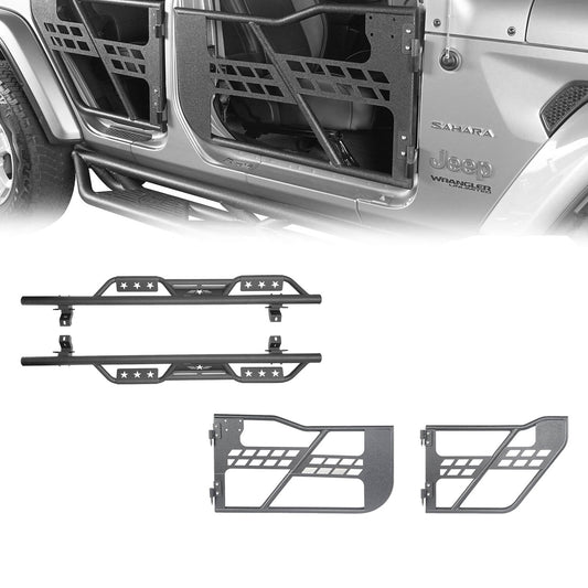Hooke Road 4-Door Tubular Doors & Side Steps(18-25 Jeep Wrangler JL) - HE.3005-1+HE.3009