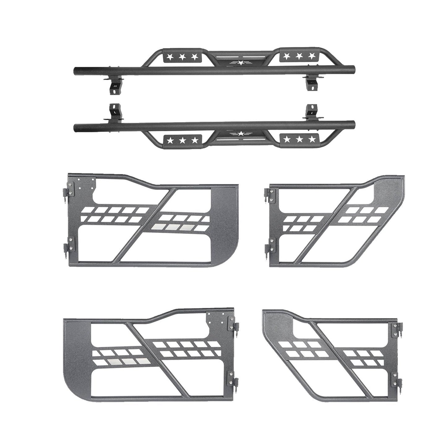 Hooke Road 4-Door Tubular Doors & Side Steps(18-25 Jeep Wrangler JL) - HE.3005-1+HE.3009