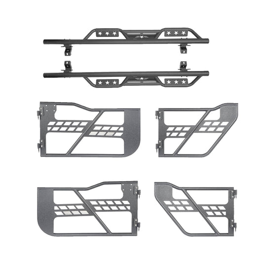 Hooke Road 4-Door Tubular Doors & Side Steps(18-25 Jeep Wrangler JL) - HE.3005-1+HE.3009
