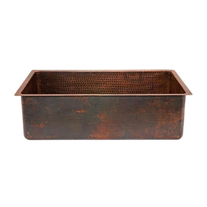 Rustic Premier Copper Hammered Copper Single Basin Kitchen Sink - KDSB