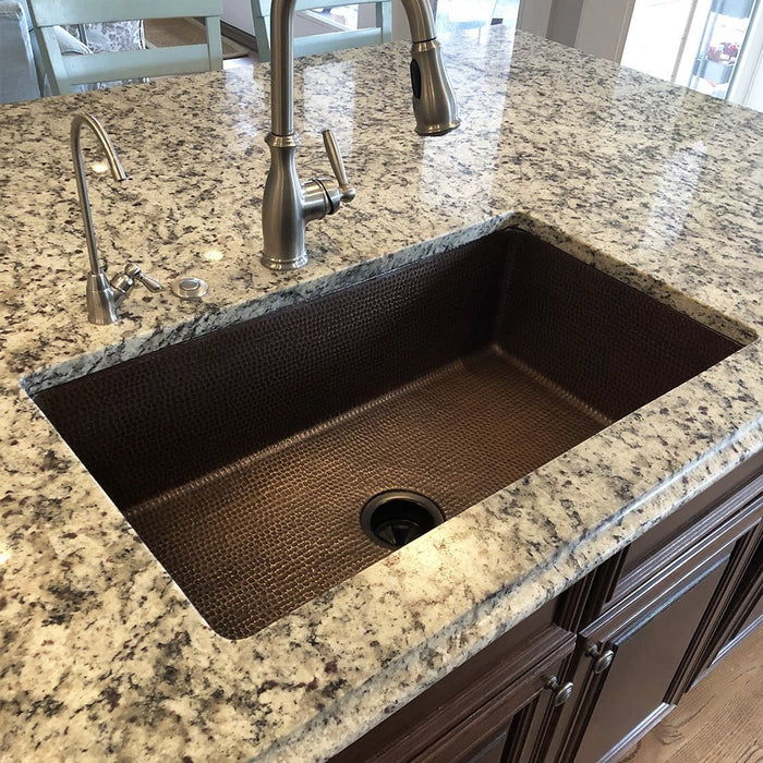 Rustic Premier Copper Hammered Copper Single Basin Kitchen Sink - KDSB