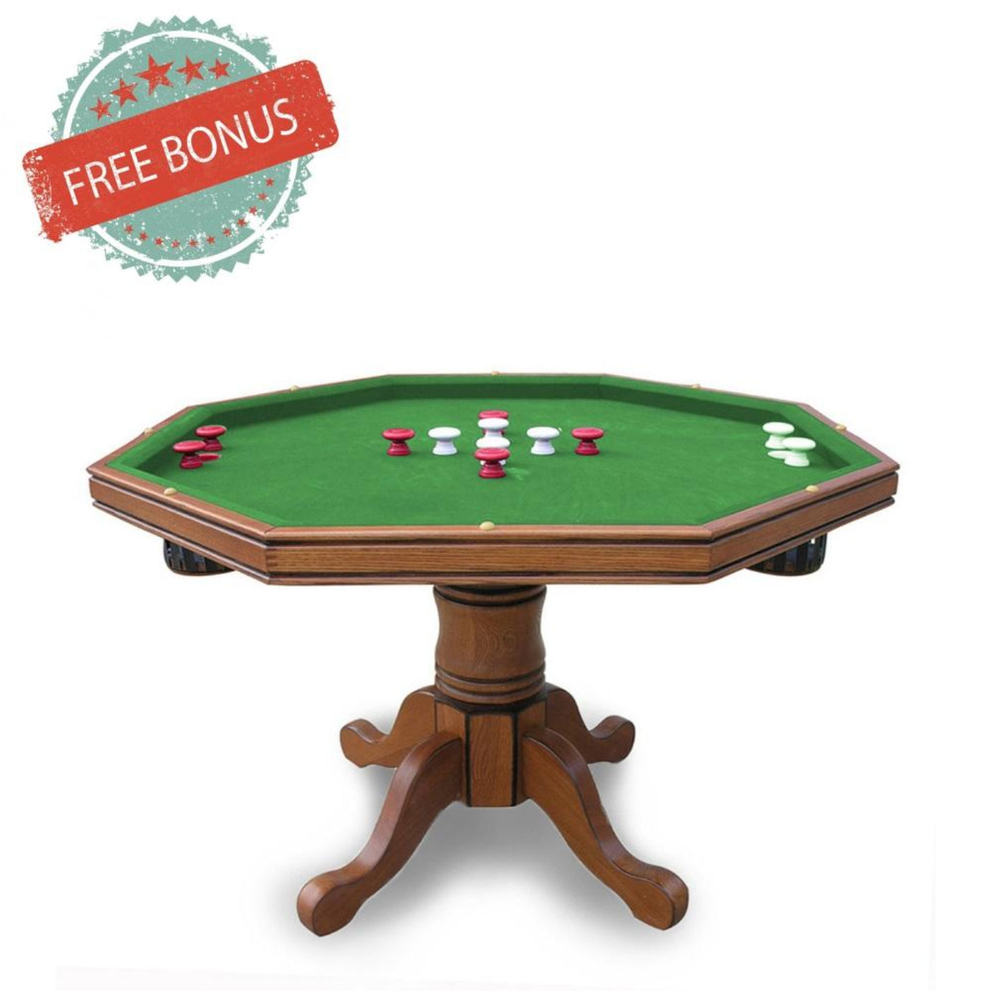 Hathaway Kingston Oak Octagon 3 in 1 Poker Table - BG2351T