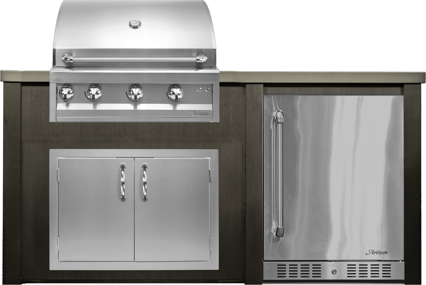 Haven 72" Artisan Outdoor Kitchen Island  w/ 24" Refrigerator | HART72REF - HART72REF