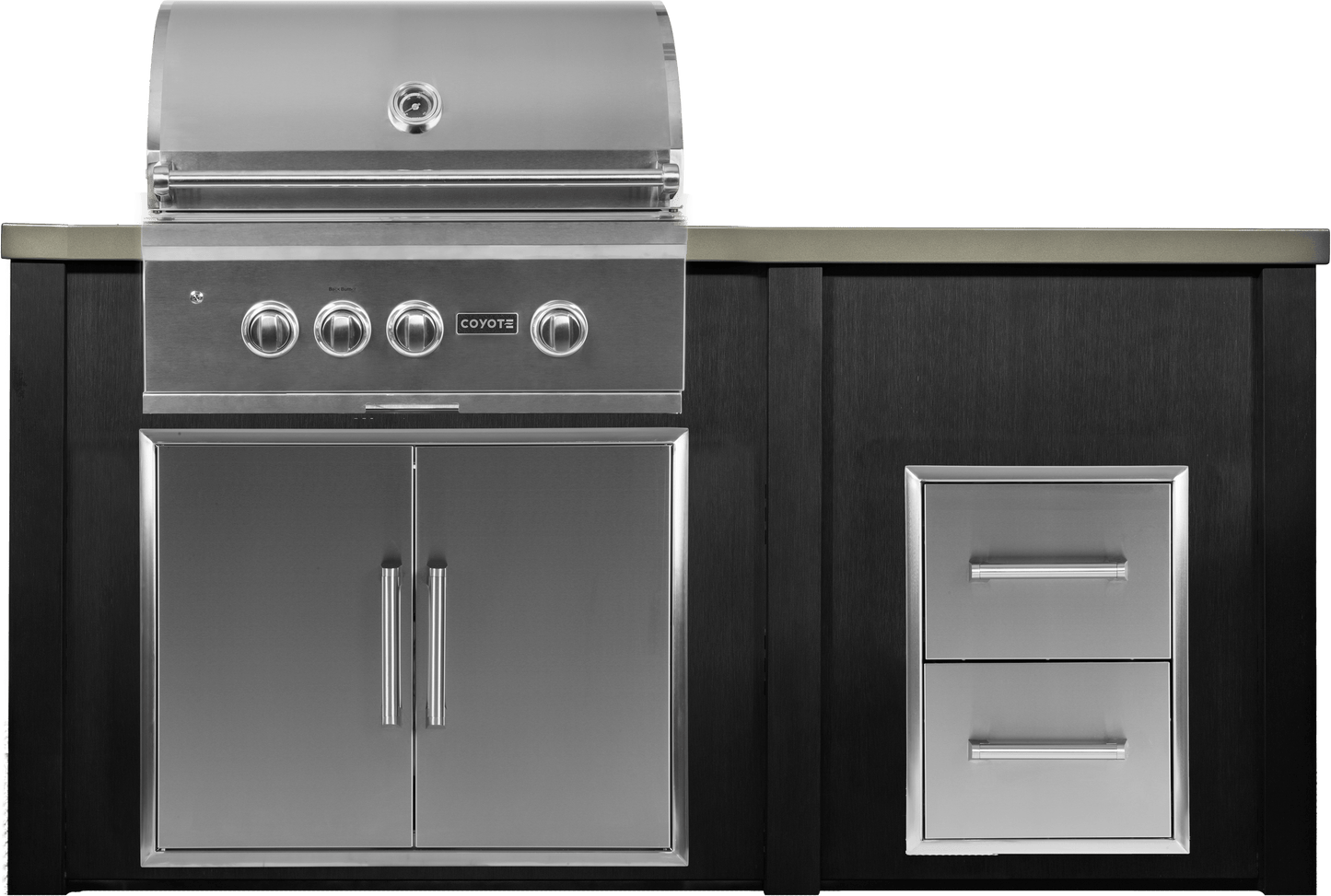 Haven 72" Coyote Outdoor Kitchen Island w/ 2 Drawer Cabinet | HCOY72DRAW-2 - HCOY72DRAW-2