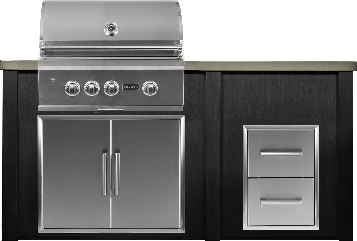 Haven 72" Coyote Outdoor Kitchen Island w/ 2 Drawer Cabinet - HCOY72DRAW-2