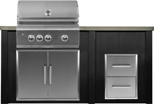 Haven 72" Coyote Outdoor Kitchen Island w/ 2 Drawer Cabinet - HCOY72DRAW-2