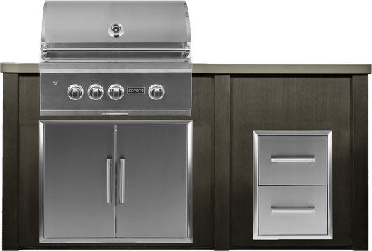 Haven 72" Coyote Outdoor Kitchen Island w/ 2 Drawer Cabinet | HCOY72DRAW-2 - HCOY72DRAW-2