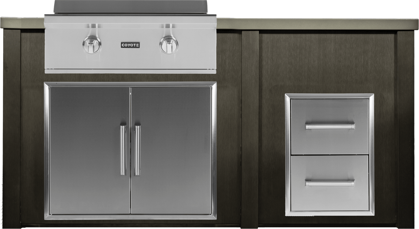 Haven 72" Coyote Outdoor Kitchen Island w/ 2 Drawer Cabinet | HCOY72DRAW-2 - HCOY72DRAW-2